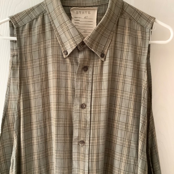 STATE Artist Smock sleeveless buttondown green plaid lightweight collectors item - Picture 2 of 13